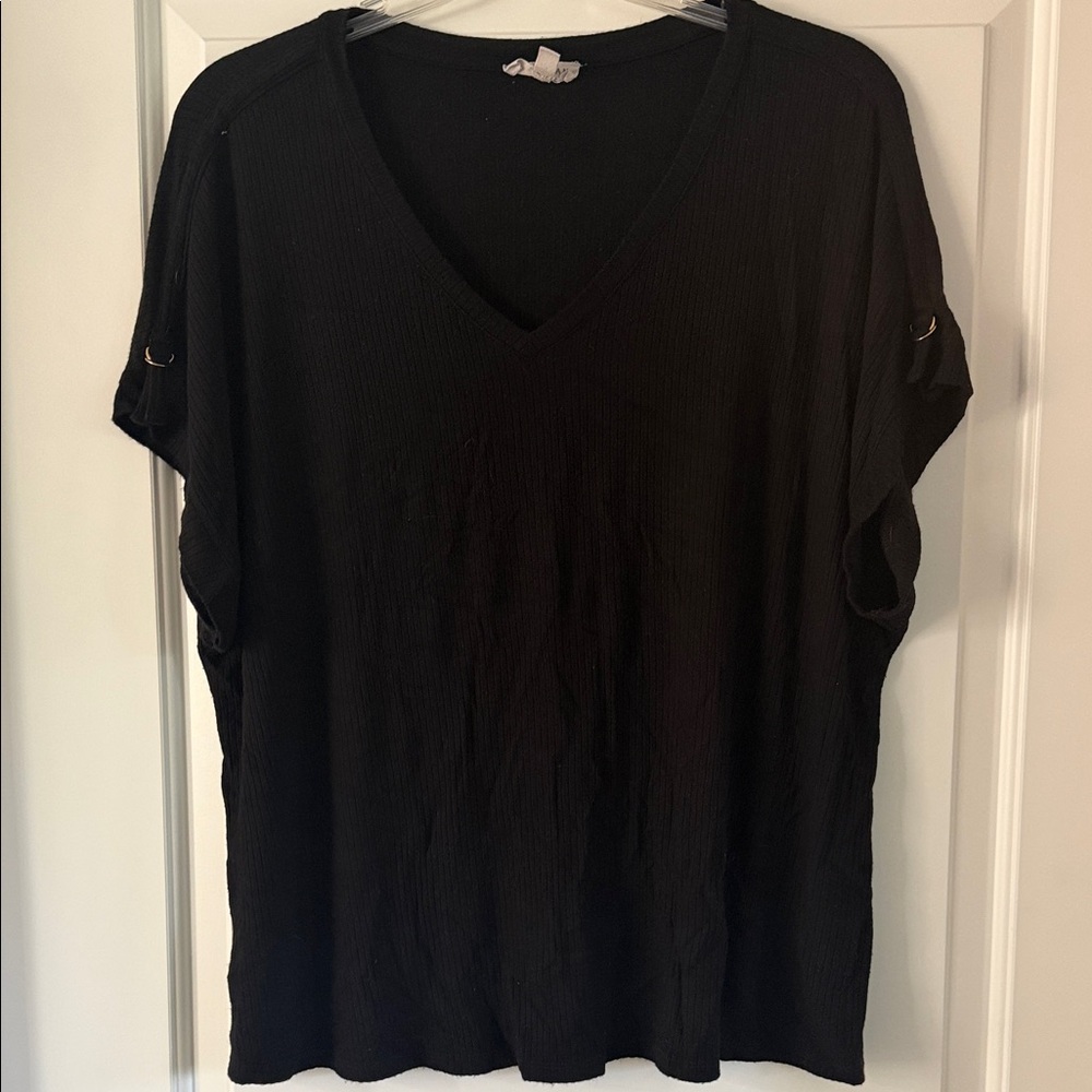Elegant Black V-Neck Women's Tee
